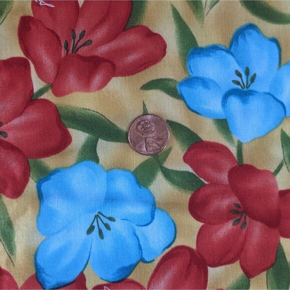 NEW Floral Cotton Remnant 42" x 30" Watercolor Rose - Picture 1 of 4